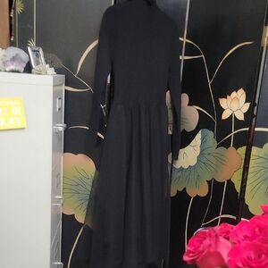 Beautiful Long Ribbed Sweater Dress Size M Long Sleeve High Neck